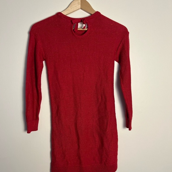 Childrens Place Kids Girls Red Dress Ribbed Knit Metallic Festive Winter 10/12 - Picture 10 of 14